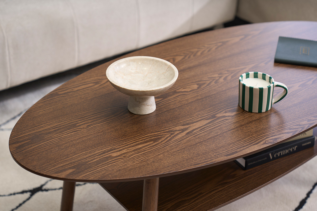 Table basse ovale en bois fonc� L120 cm HANAE