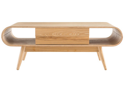 Table basse rectangulaire avec rangements scandinave bois clair L120 cm BALTIK