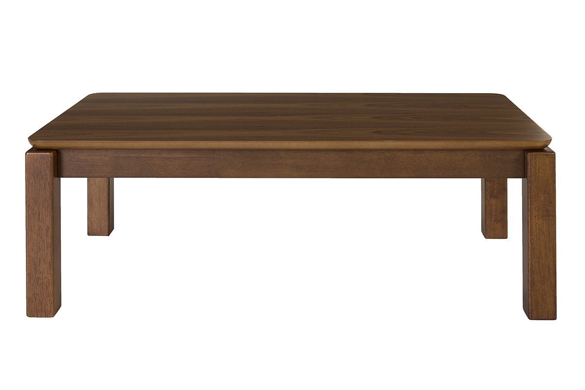 Table basse rectangulaire en bois fonc� noyer L120 cm, vue de face