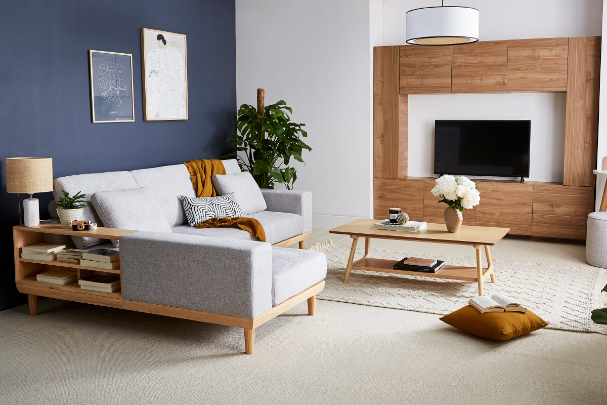 Table basse rectangulaire scandinave finition ch�ne L120 cm BAKAR