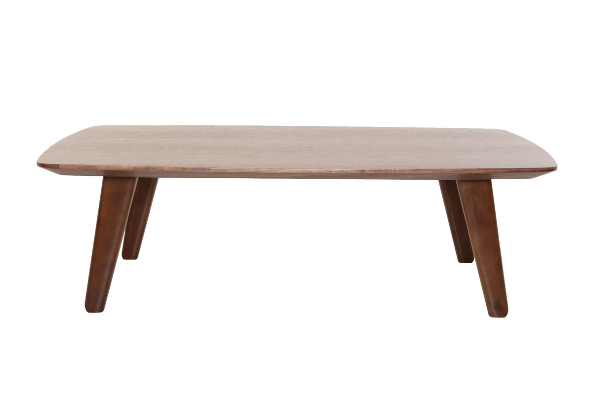 Table basse rectangulaire vintage bois fonc� noyer L120cm FIFTIES