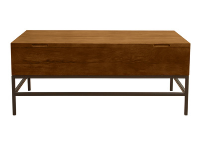Table basse relevable industrielle bois manguier massif teint&eacute; et m&eacute;tal noir L110 cm YPSTER