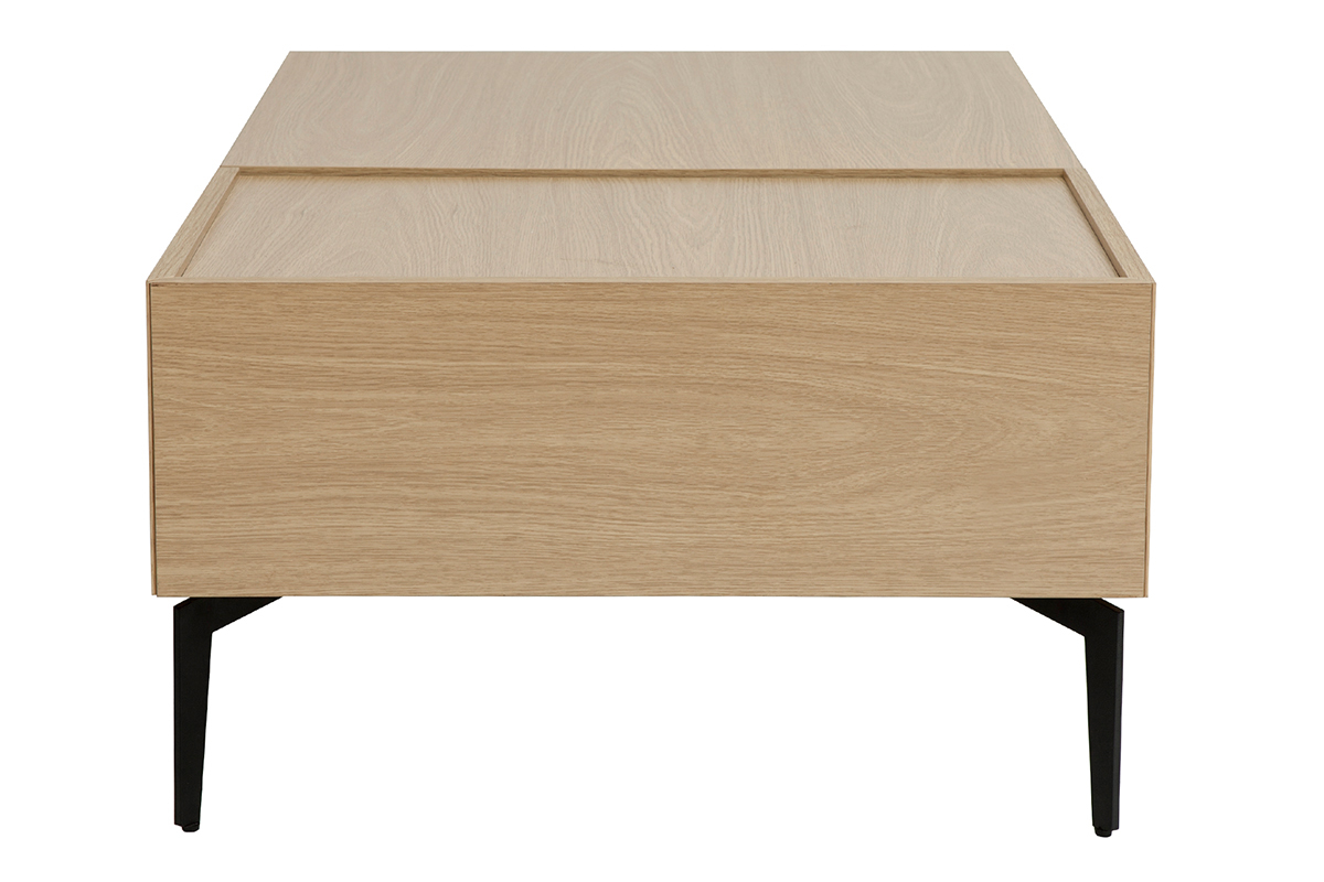 Table basse relevable rectangulaire bois clair finition ch�ne et m�tal noir L103 cm SEDA