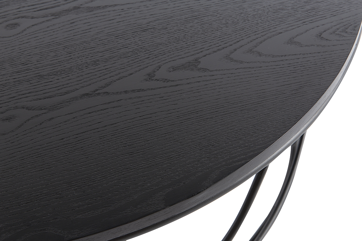 Table basse ronde bois noir et m�tal noir D80 cm LACE