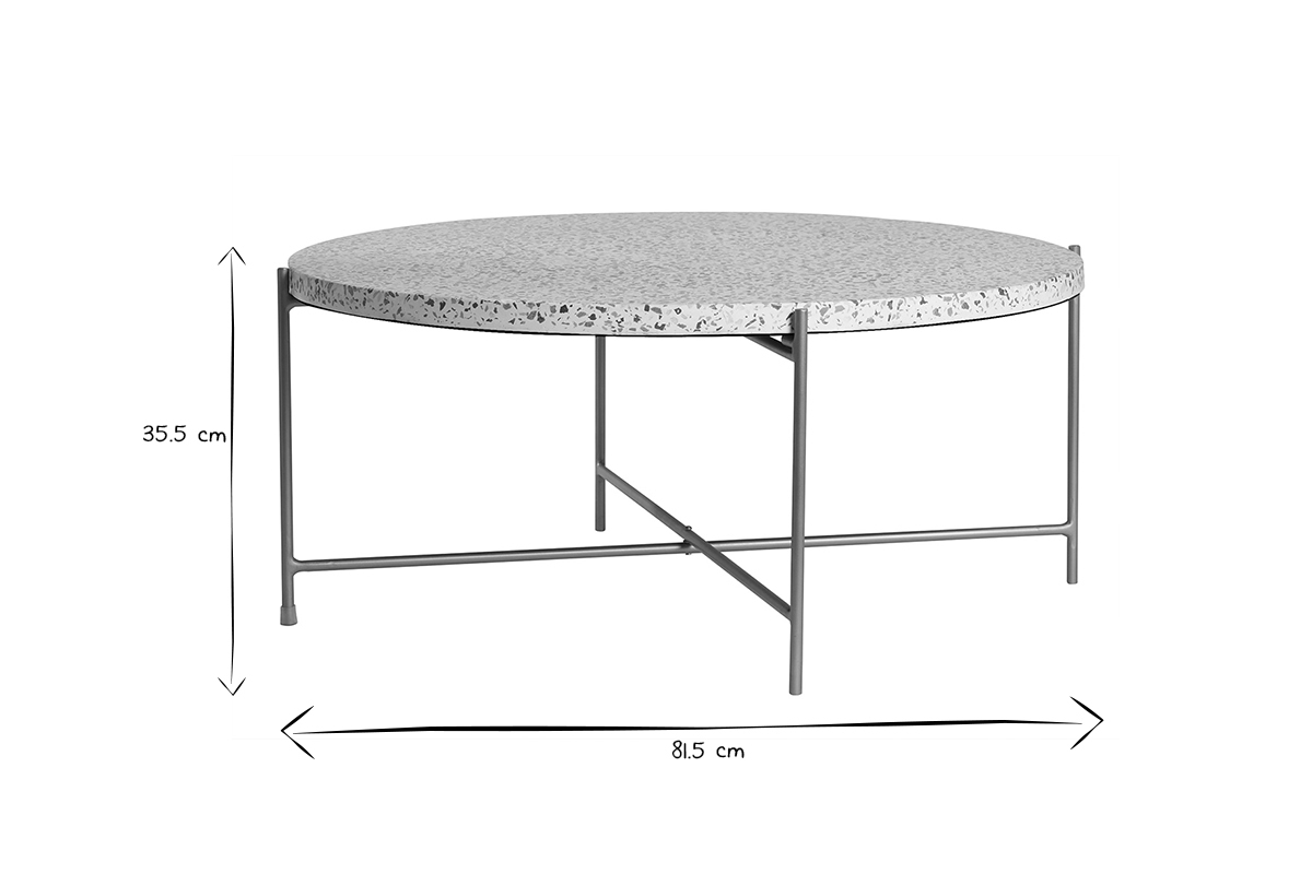 Table basse ronde design en terrazzo et m�tal dor� D81 cm MEZZO