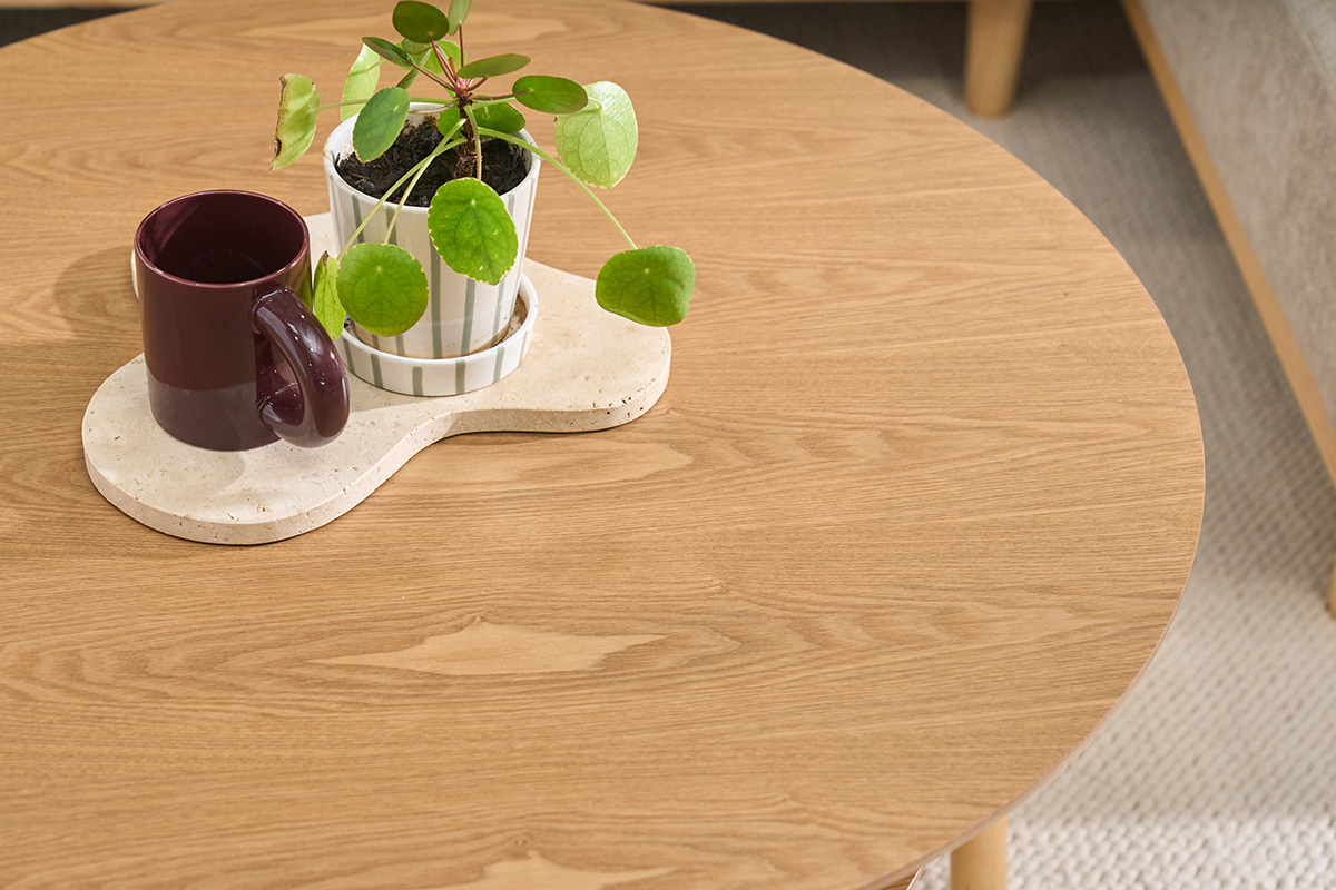 Table basse ronde en bois clair D80 cm MALVA