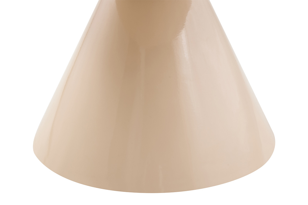 D�tail du pied cylindrique de la table basse ronde en m�tal �maill� beige AMINA