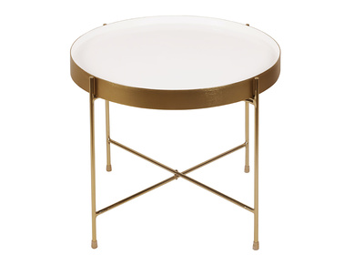 Table d'appoint avec plateau r&eacute;versible bleu canard / blanc D51 cm SATEEN