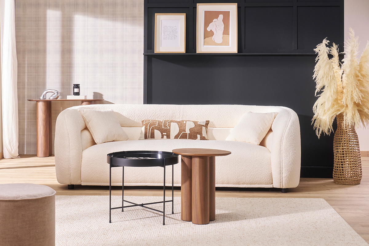 Table d'appoint design bois fonc� noyer L44 cm HOLLEN