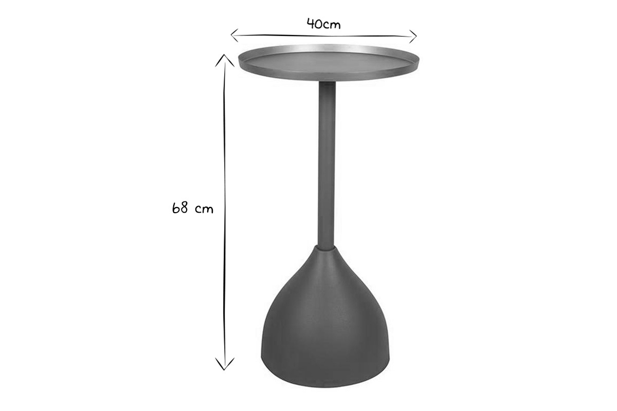 Table d'appoint design en m�tal bleu p�trole mat et plateau dor� RAMSES