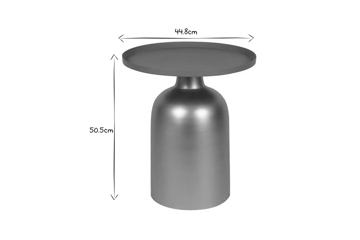 Table d'appoint design ronde en m�tal dor� et plateau blanc mat RAMSES