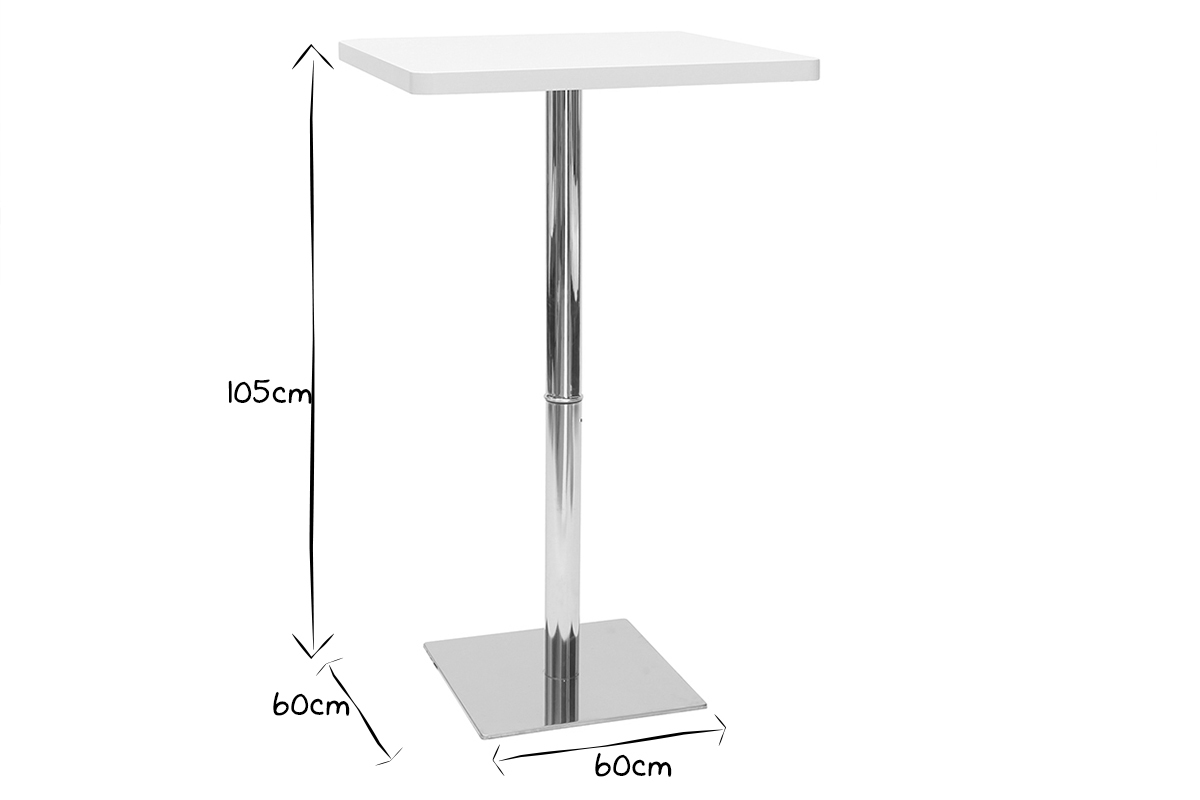 Table de bar carr�e blanche JACK