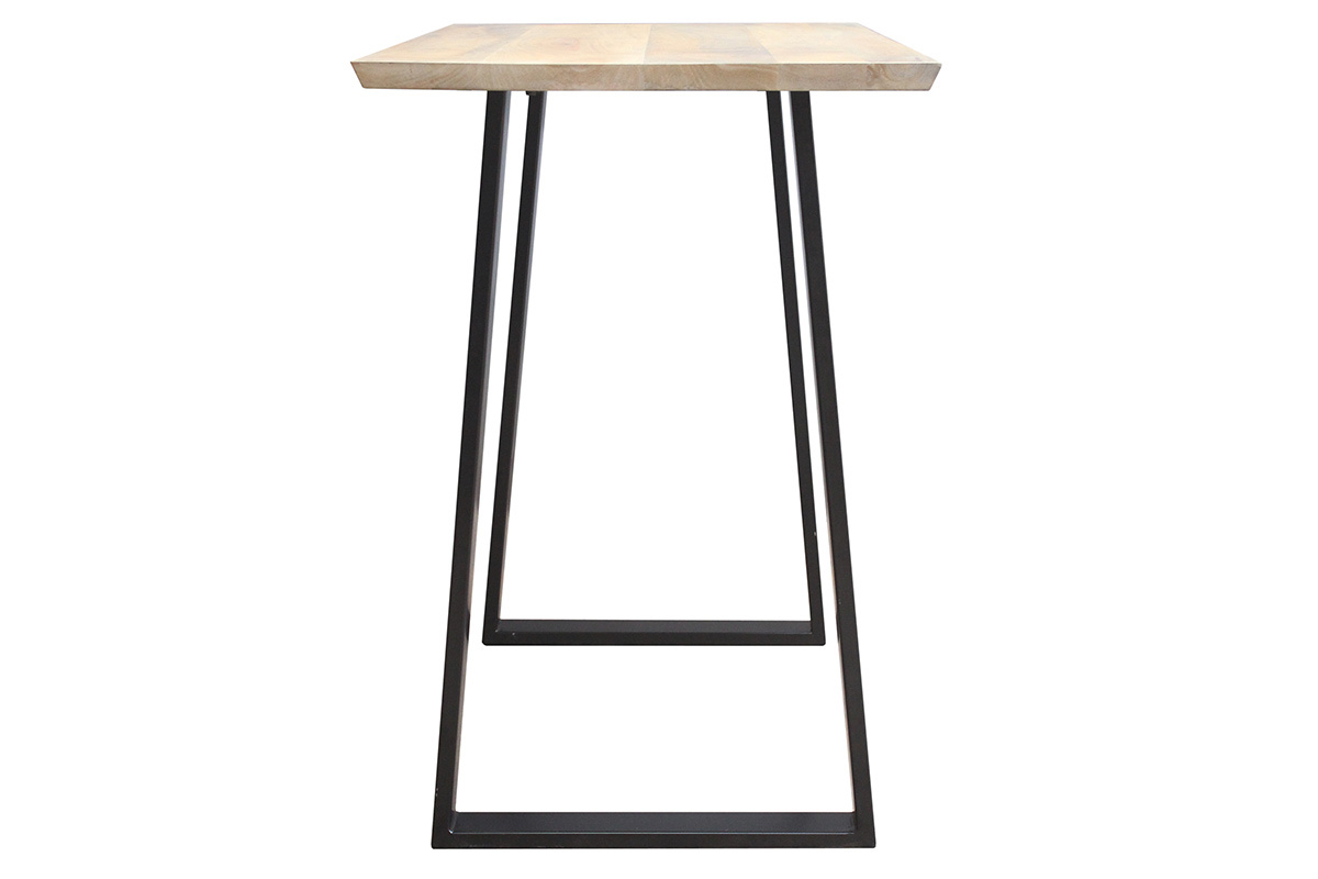 Table de bar en bois manguier massif et m�tal noir L120 cm VIJAY