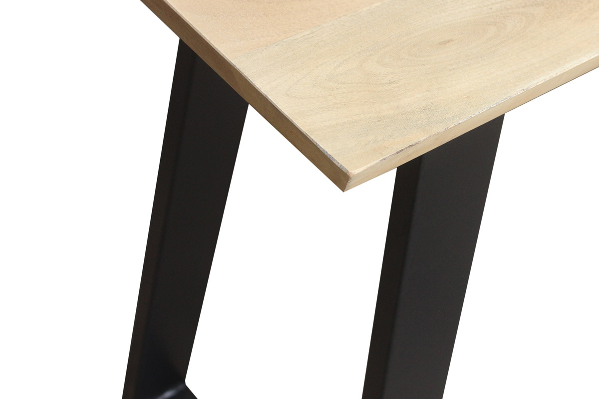 Table de bar en bois manguier massif et m�tal noir L120 cm VIJAY