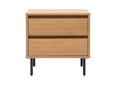 Table de chevet avec rangements 2 tiroirs finition bois clair ch&ecirc;ne ARAGON