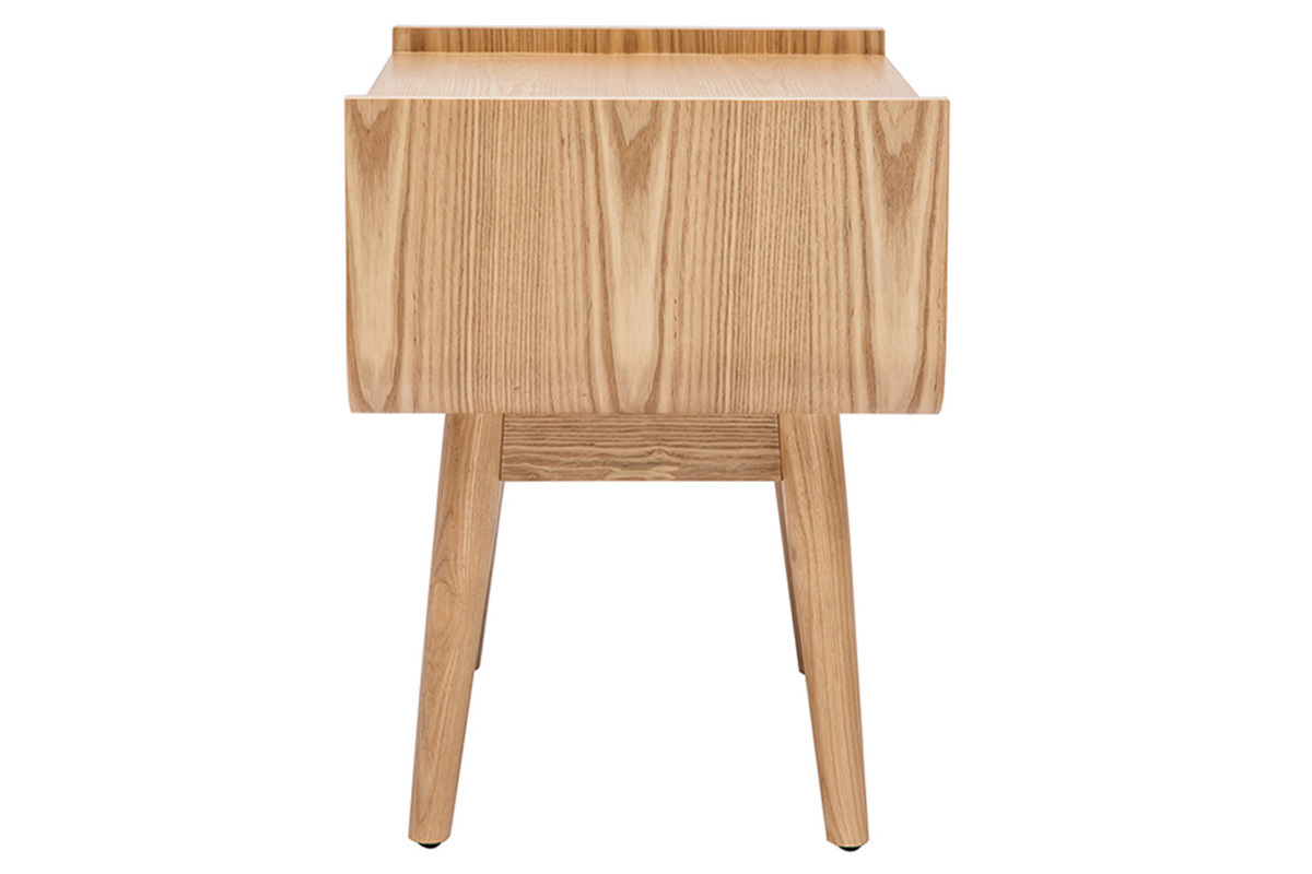 Table de chevet avec tiroir en bois clair fr�ne et cannage rotin ATH�NE