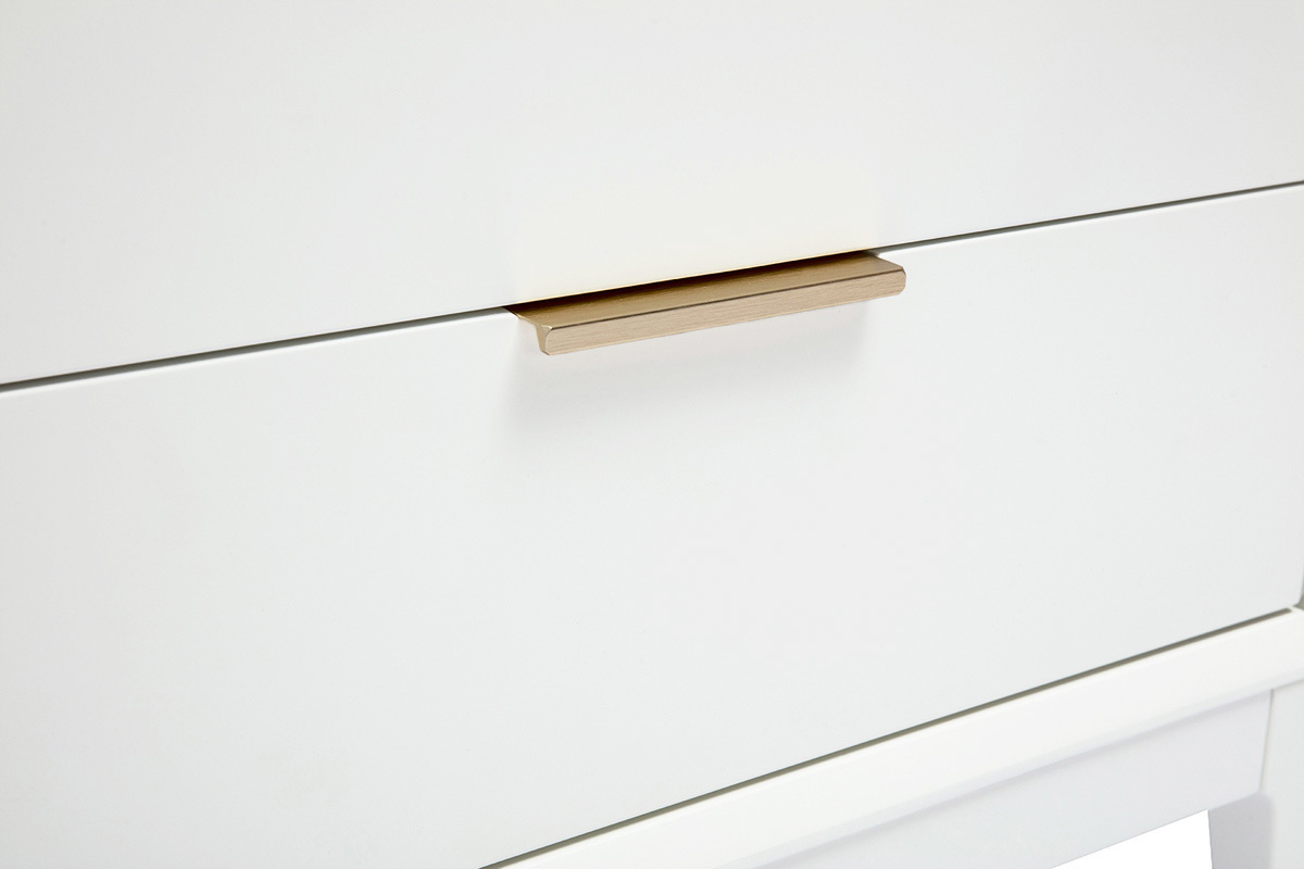 Table de chevet blanche mat et m�tal dor� avec rangements GIANA