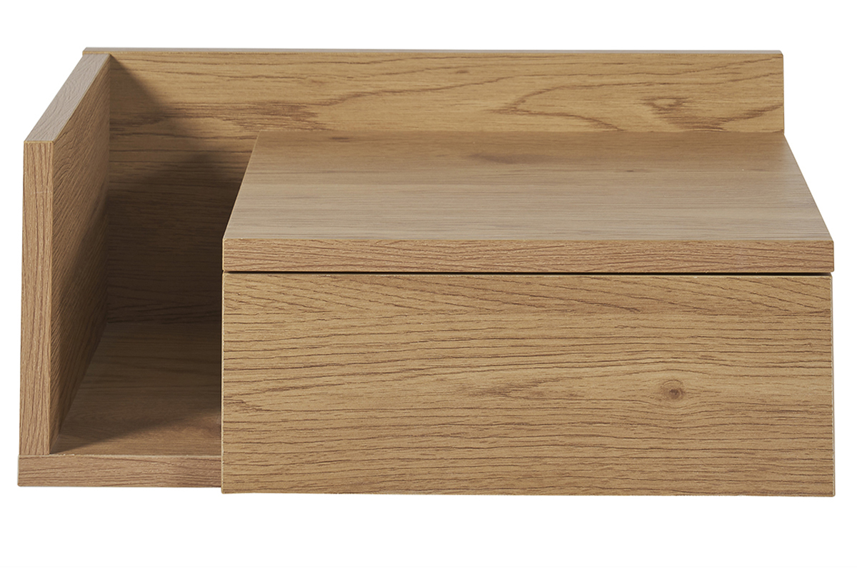 Table de chevet murale finition bois ch�ne clair avec tiroir NASTY