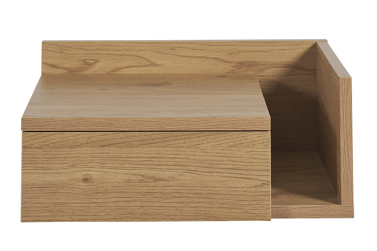 Table de chevet murale finition bois ch�ne clair avec tiroir NASTY