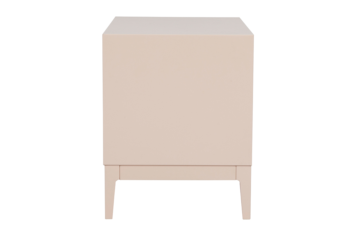 Table de chevet rose poudr� et m�tal dor� avec rangements GIANA