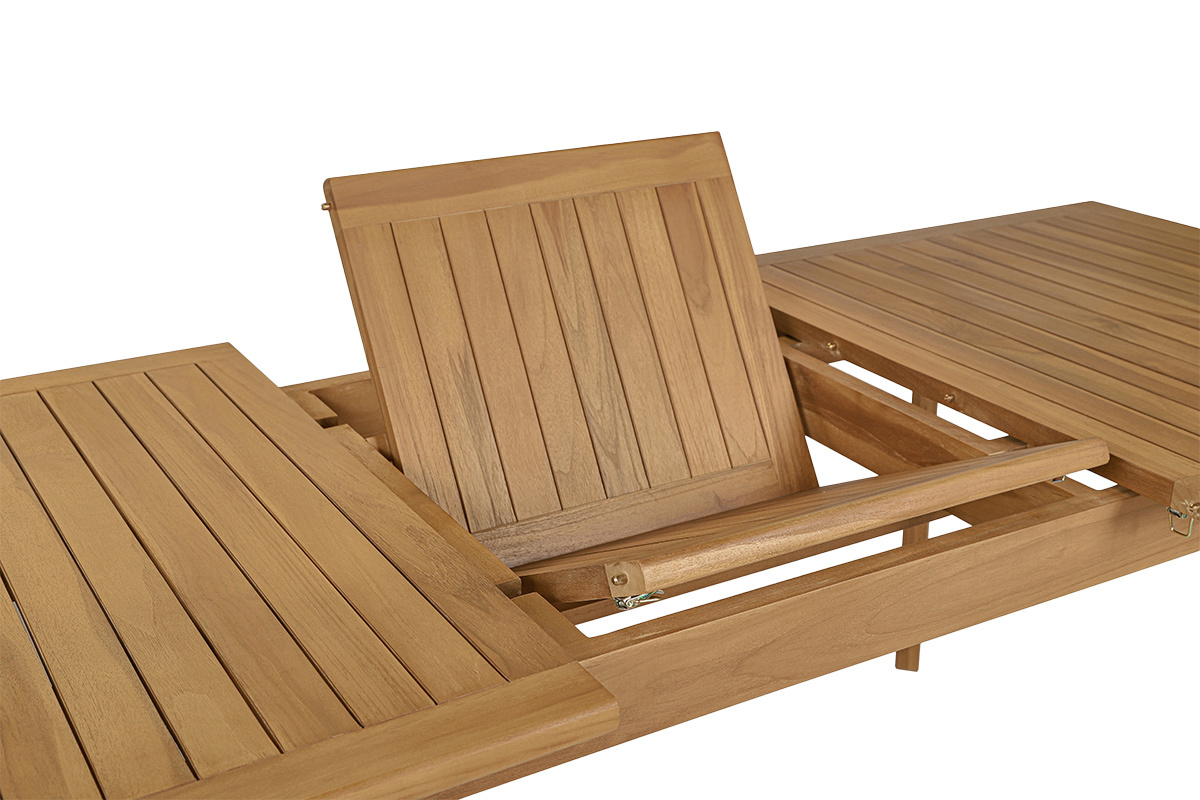 Table de jardin extensible en bois teck massif LOMBOK avec rallonge, vue de pr�s
