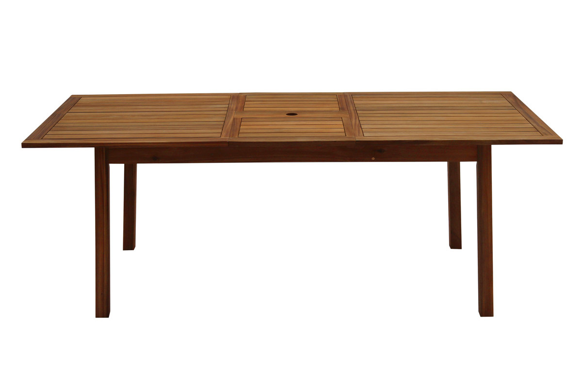 Table de jardin extensible rallonges int�gr�es en bois massif L160-210 cm MAYEL