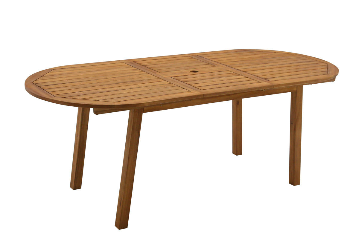 Table de jardin extensible rallonges int�gr�es en bois massif L160-210 cm MAYEL