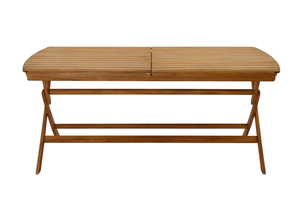 Table de jardin extensible en bois massif, vue de face, longueur r�glable de 180 � 240 cm.