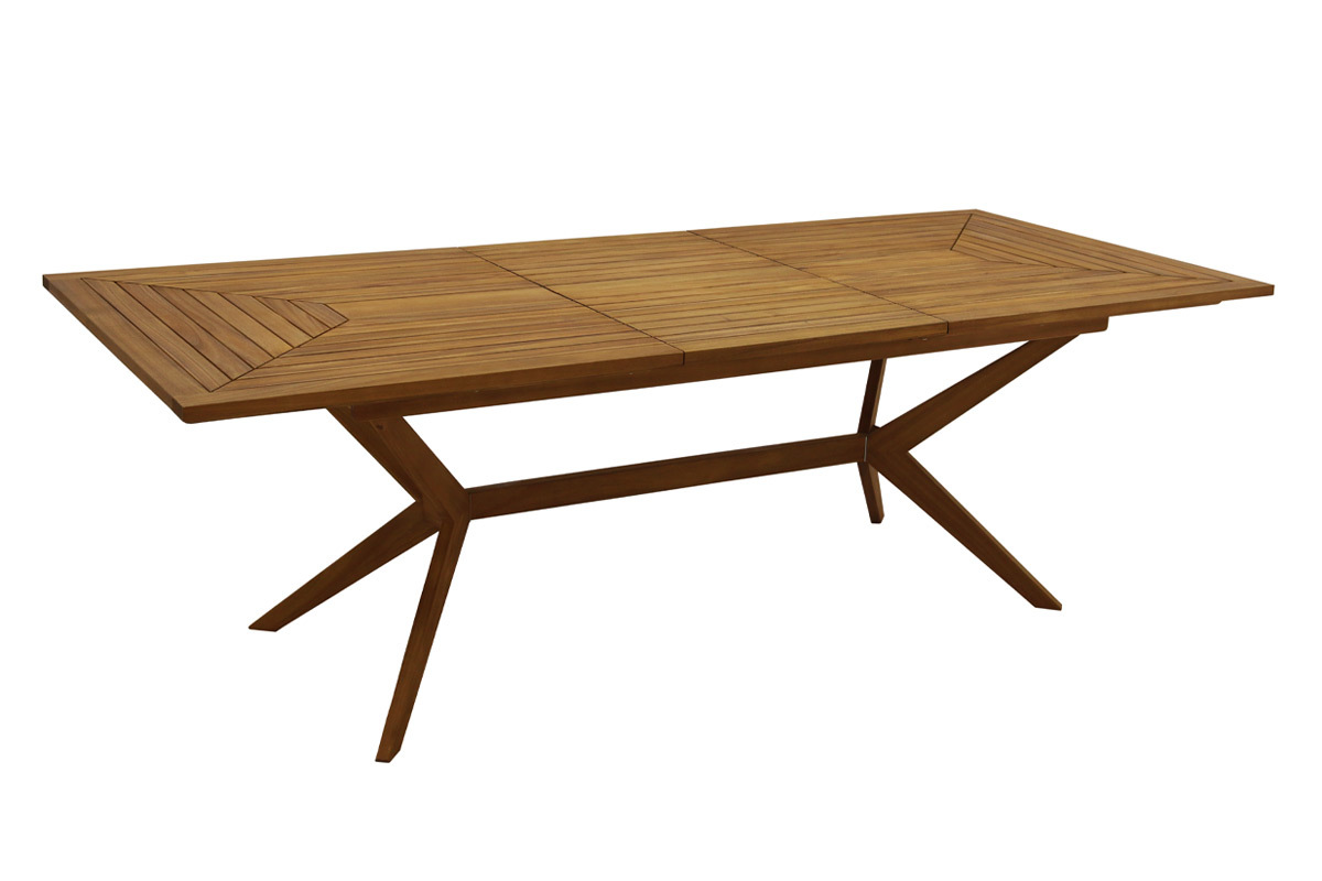 Table de jardin extensible rallonges int�gr�es en bois massif L180-240 cm SANTO
