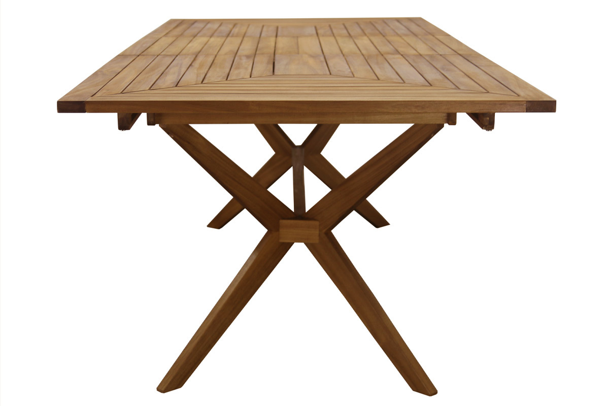 Table de jardin extensible rallonges int�gr�es en bois massif L180-240 cm SANTO