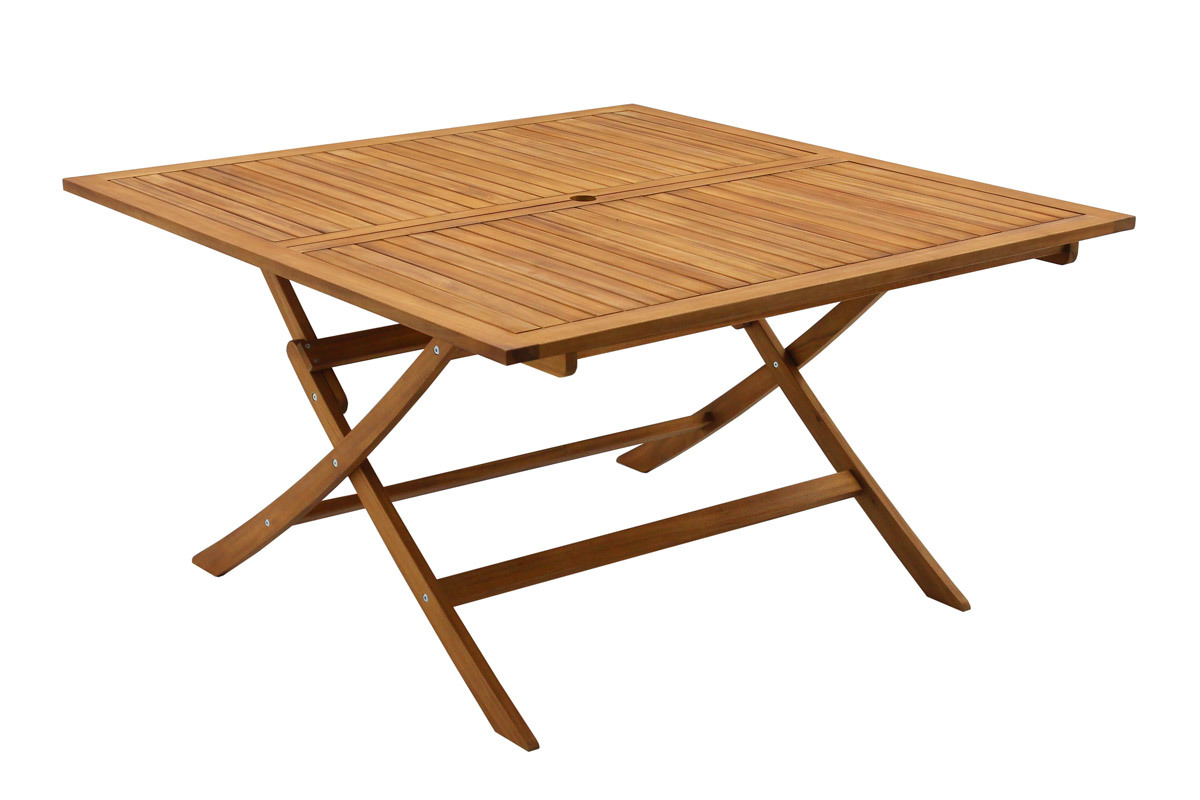 Table de jardin pliante carr�e en bois massif L140 cm SANTIAGO