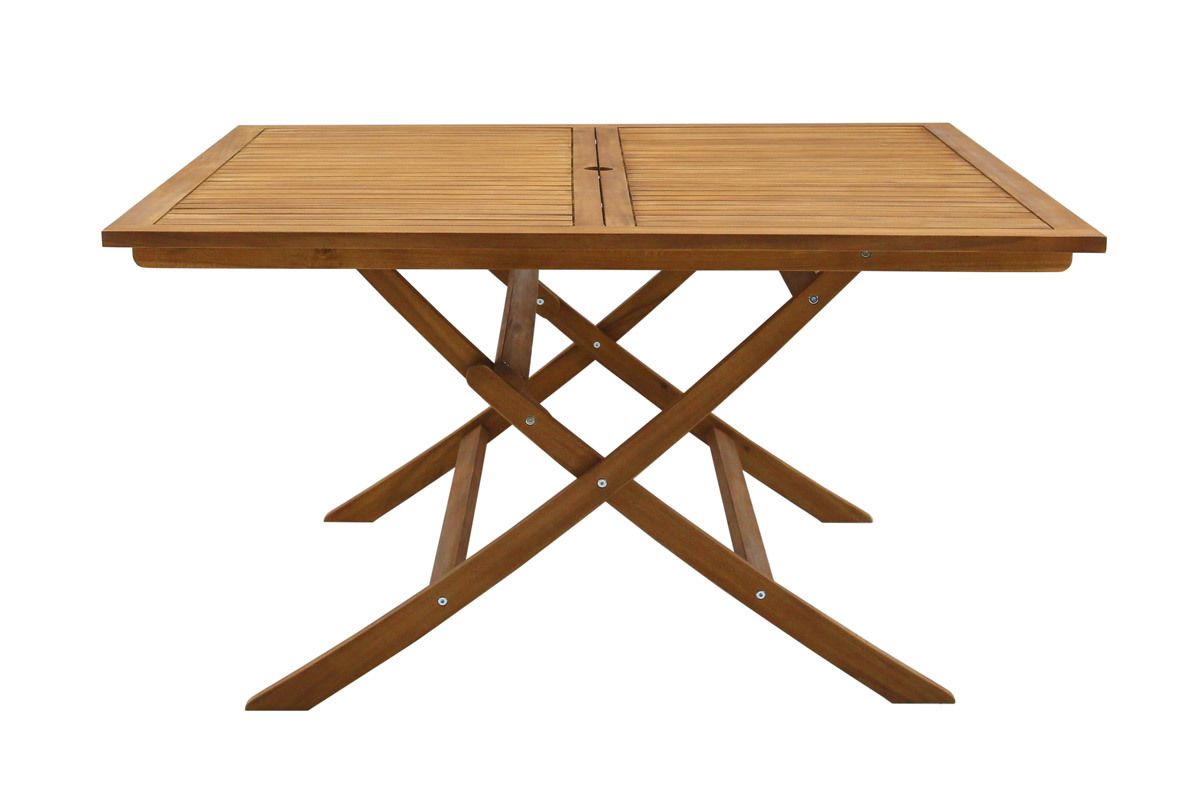 Table de jardin pliante carr�e en bois massif L140 cm SANTIAGO