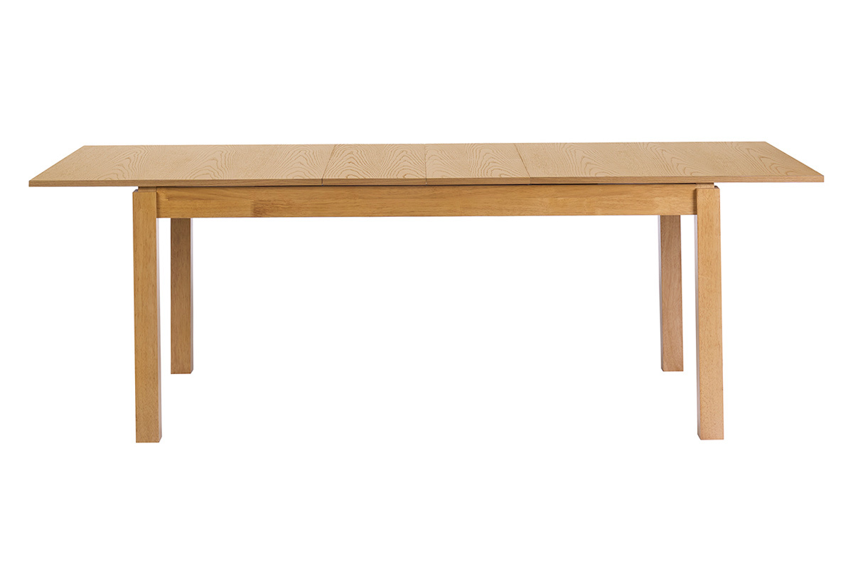 Table � manger extensible en bois clair ch�ne, vue de face, dimensions L170-230 cm