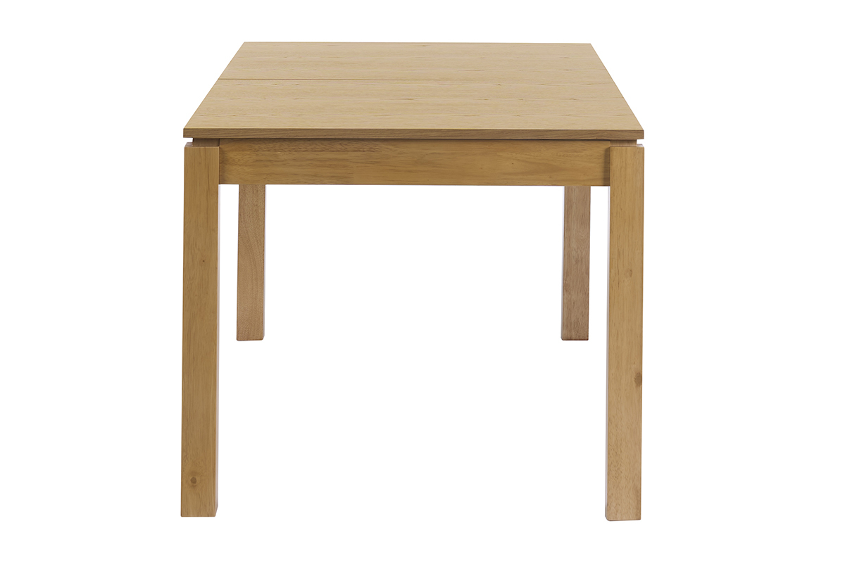 Table � manger extensible en bois clair ch�ne, vue de profil, dimensions L170-230 cm.