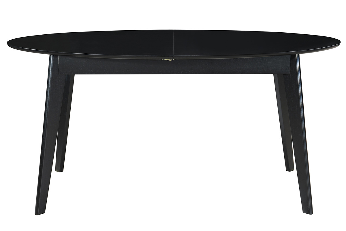 Table extensible rallonges int�gr�es ovale en bois noir L160-200 cm MARIK