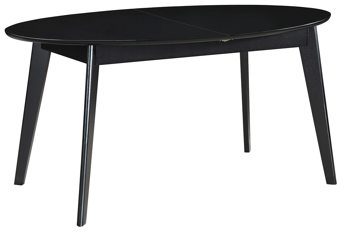 Table extensible rallonges int�gr�es ovale en bois noir L160-200 cm MARIK