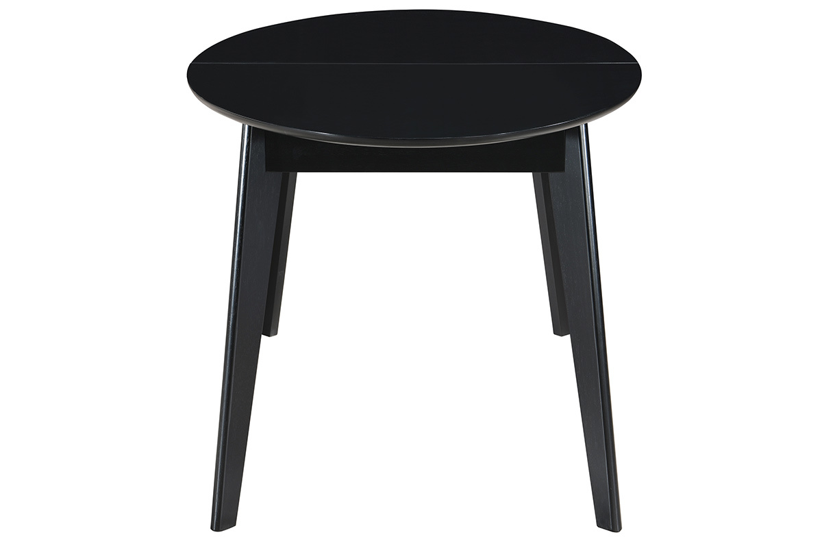 Table extensible rallonges int�gr�es ovale en bois noir L160-200 cm MARIK