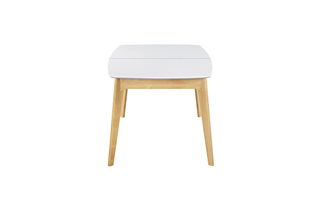 Table extensible rallonges int�gr�es rectangulaire blanc et bois L140-180 cm MEENA