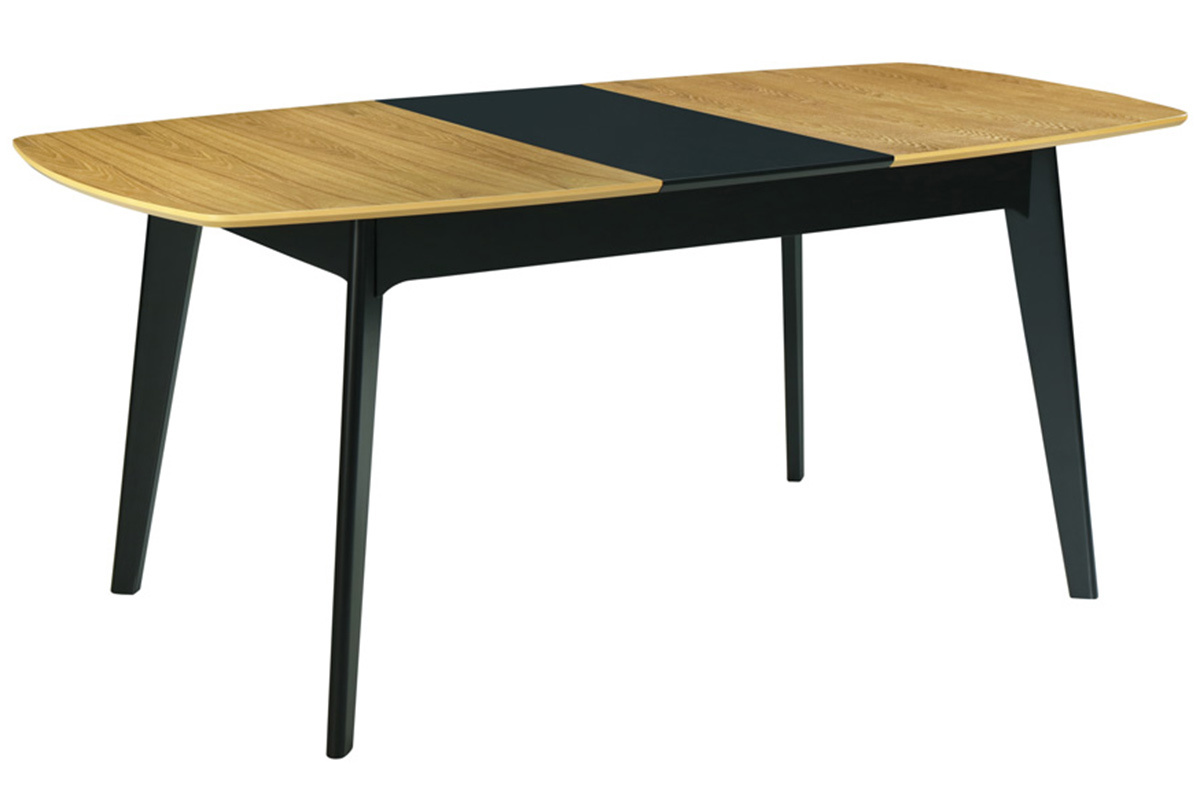 Table extensible rallonges int�gr�es rectangulaire bois et noir L140-180 cm MEENA