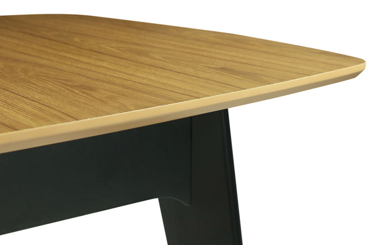 Table extensible rallonges int�gr�es rectangulaire bois et noir L140-180 cm MEENA