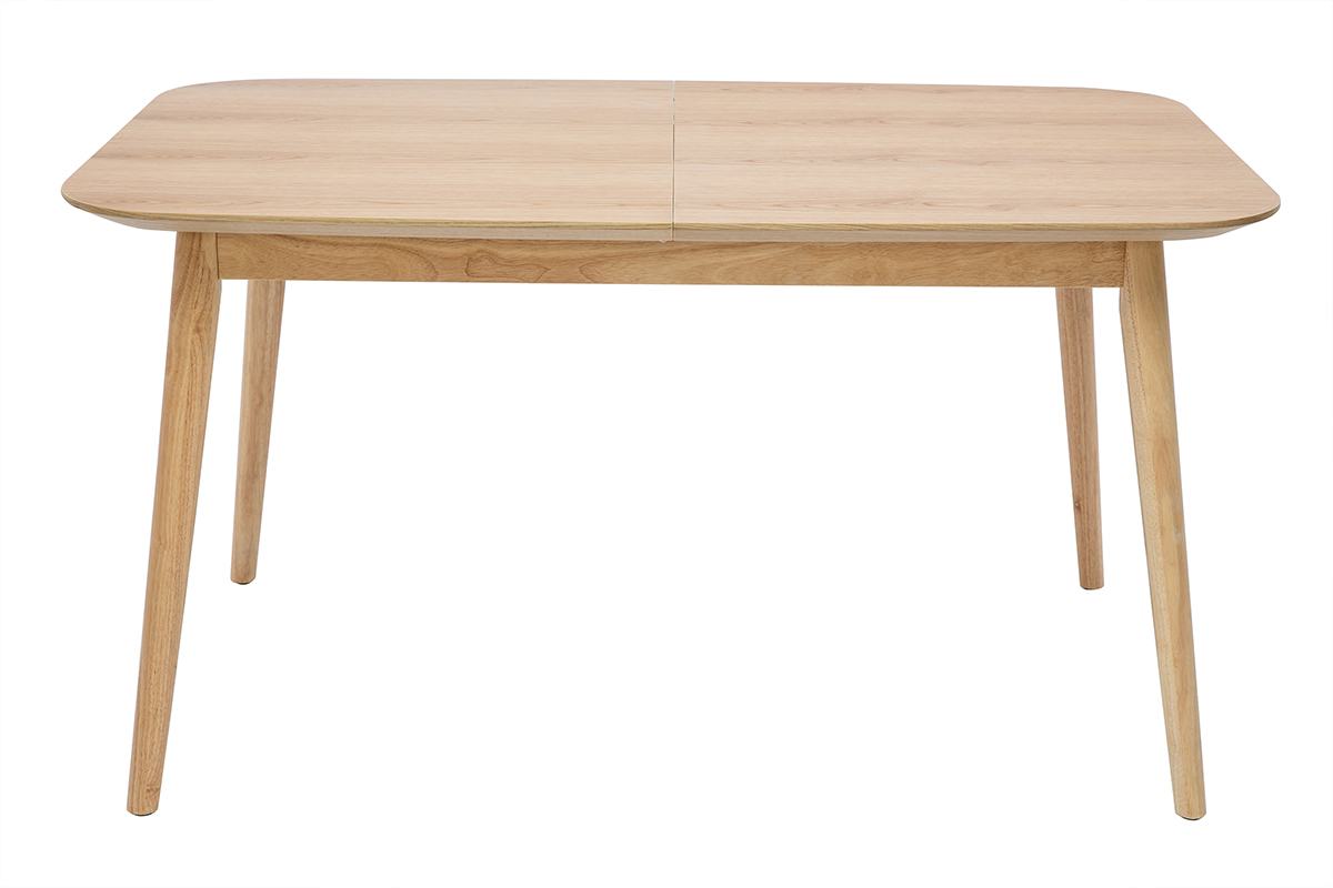 Table extensible rallonges int�gr�es rectangulaire en bois clair ch�ne L140-170 cm ANK