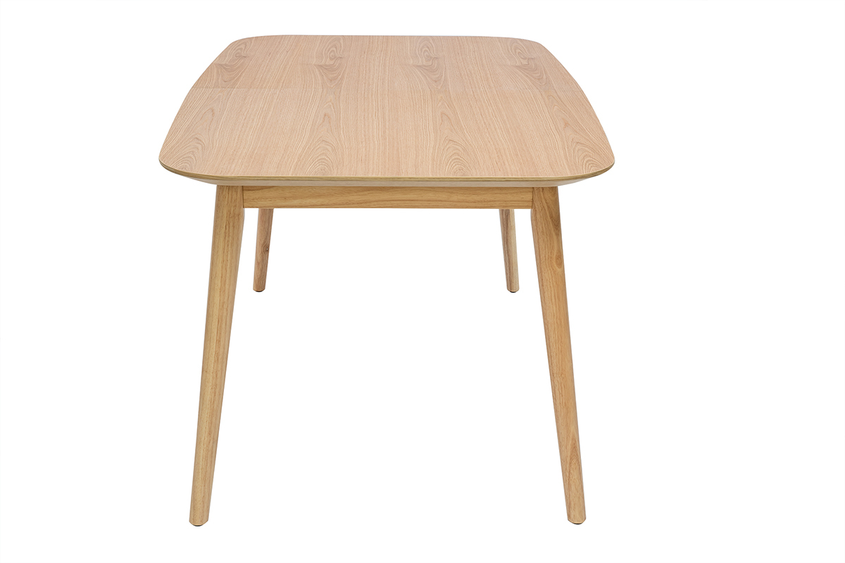 Table extensible rallonges int�gr�es rectangulaire en bois clair ch�ne L140-170 cm ANK