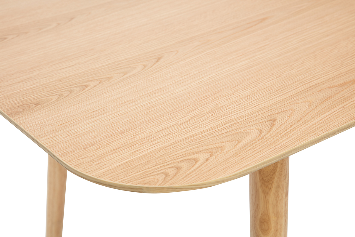 Table extensible rallonges int�gr�es rectangulaire en bois clair ch�ne L140-170 cm ANK