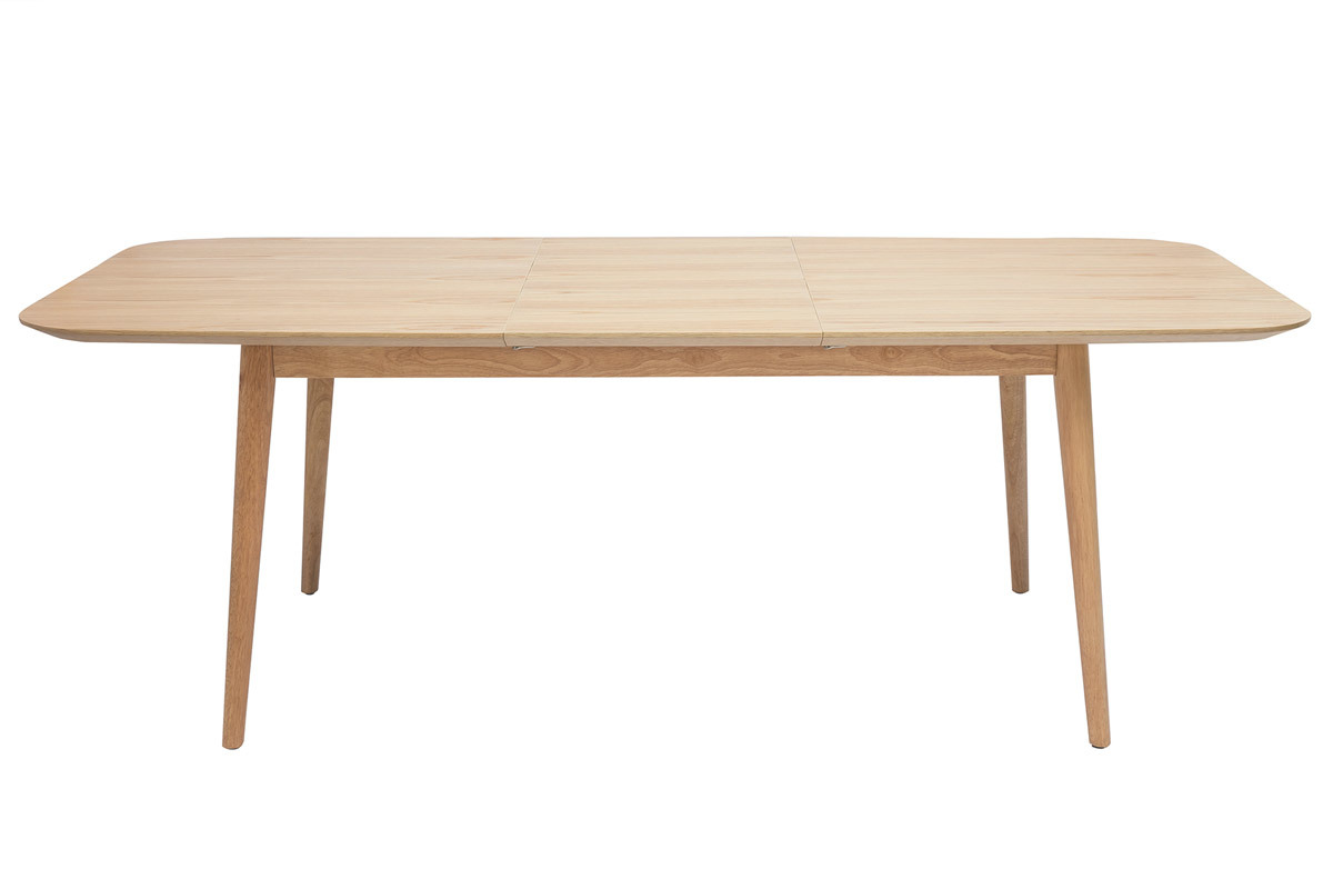 Table extensible rallonges int�gr�es rectangulaire en bois clair ch�ne L160-210 cm ANK