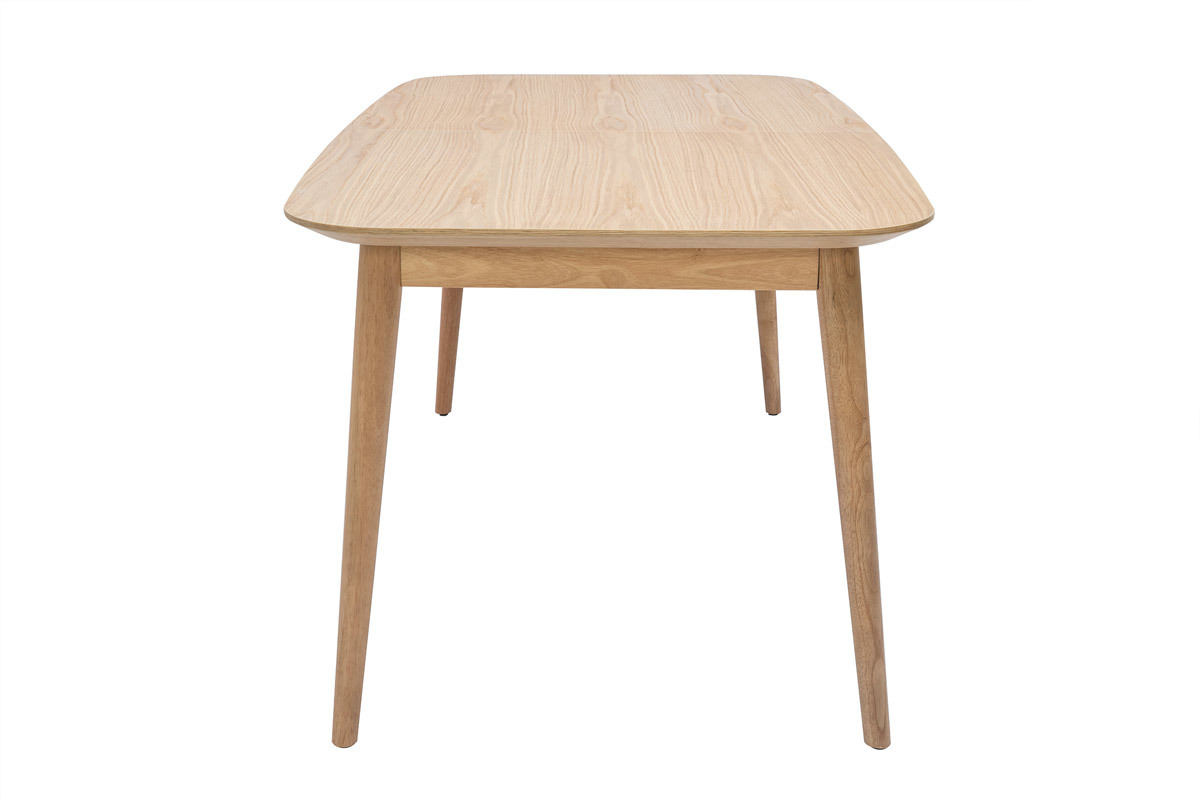 Table extensible rallonges int�gr�es rectangulaire en bois clair ch�ne L160-210 cm ANK