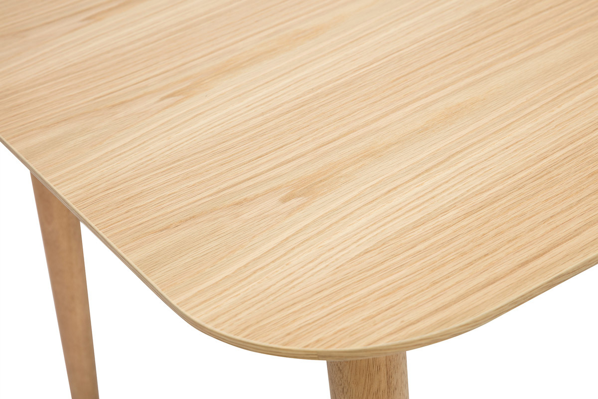 Table extensible rallonges int�gr�es rectangulaire en bois clair ch�ne L160-210 cm ANK