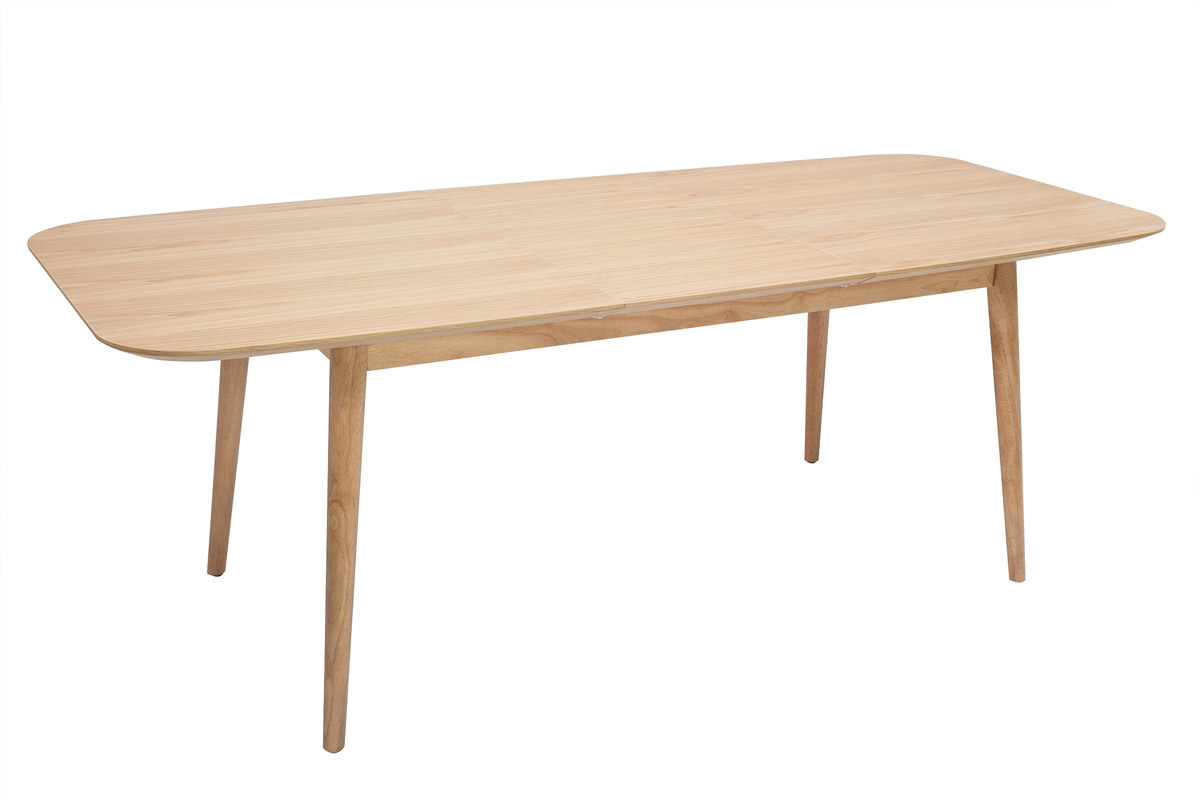 Table extensible rallonges int�gr�es rectangulaire en bois clair ch�ne L160-210 cm ANK