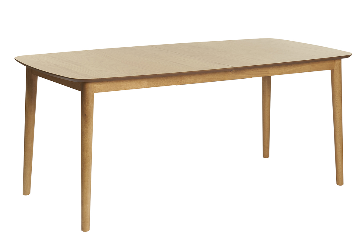 Table extensible rallonges int�gr�es rectangulaire en bois clair ch�ne L180-220 cm EGO