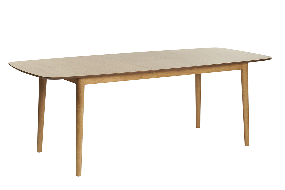 Table extensible rallonges int�gr�es rectangulaire en bois clair ch�ne L180-220 cm EGO