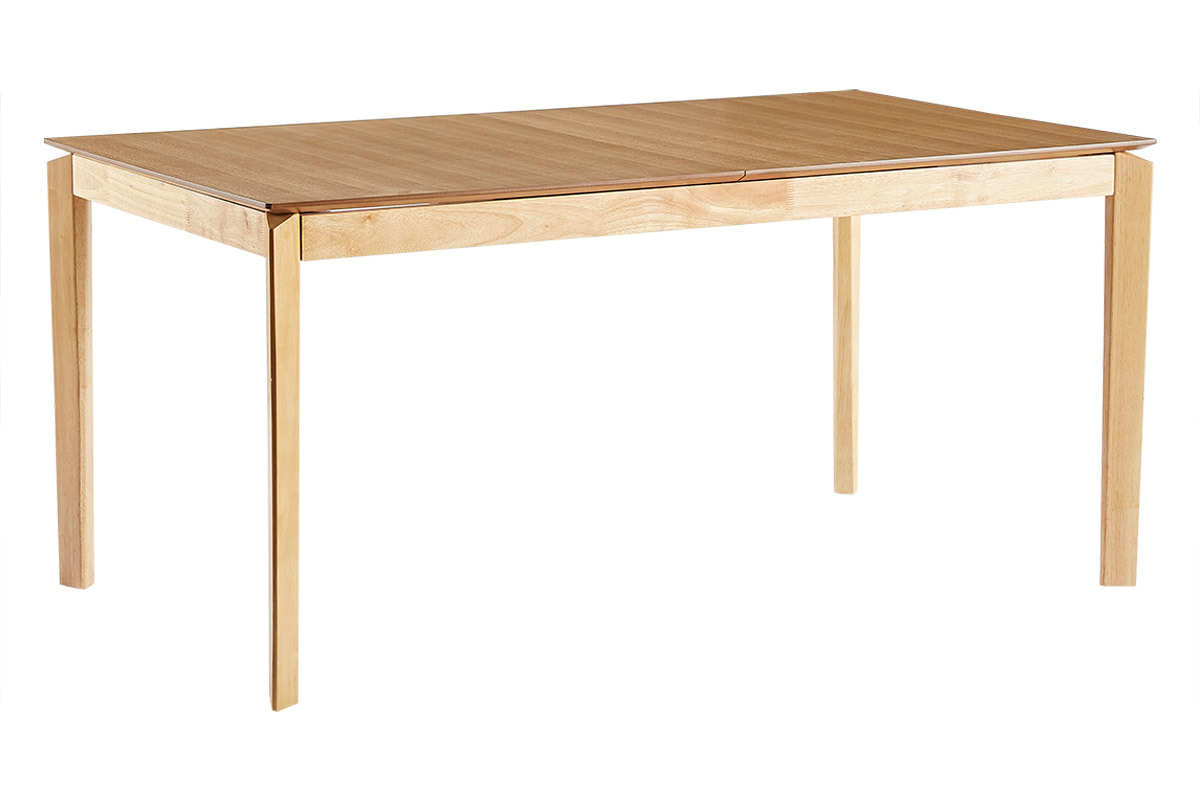 Table extensible rallonges int�gr�es rectangulaire en bois clair fr�ne L160-210 cm BONAVISTA